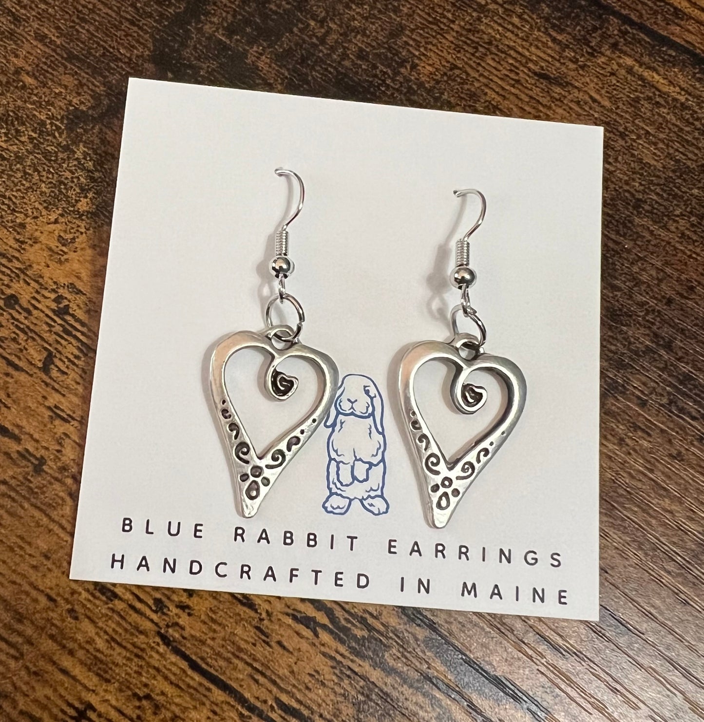 Antique Silver Heart Earrings