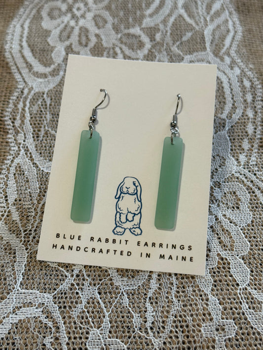 Sea Foam Sea Glass Bar Earrings
