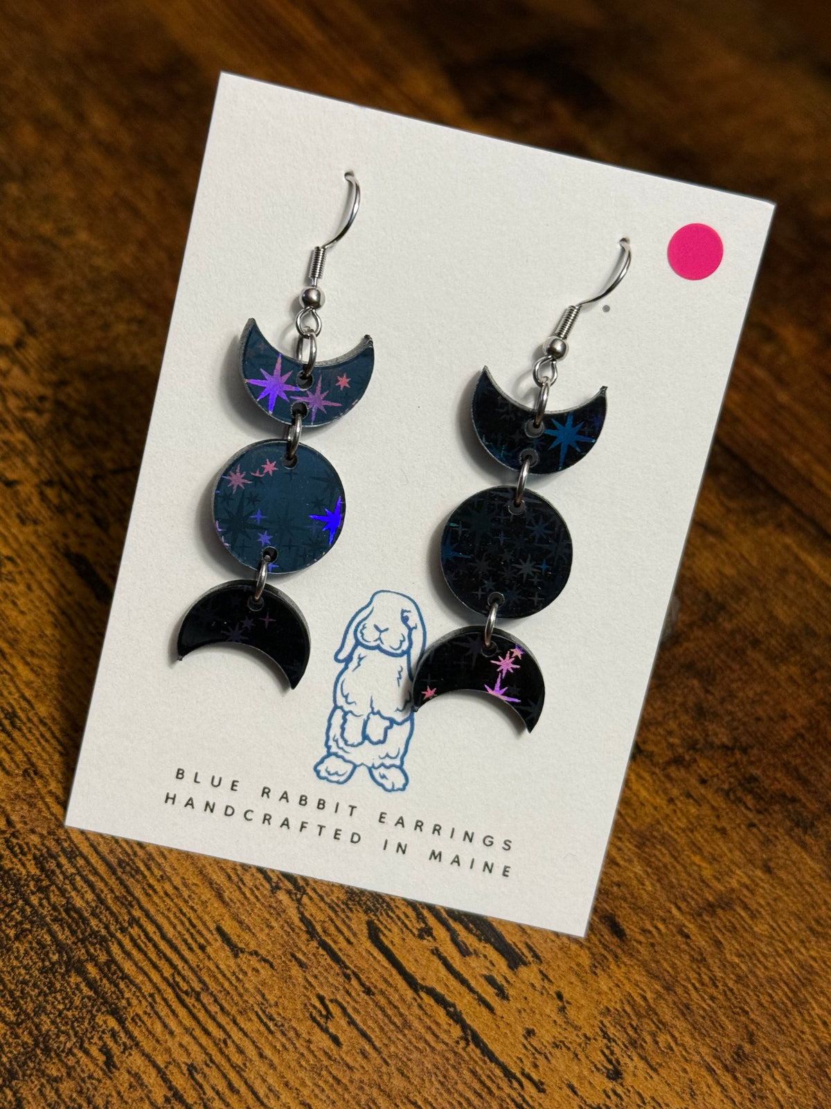 Acrylic Holographic Moon Phase Earrings