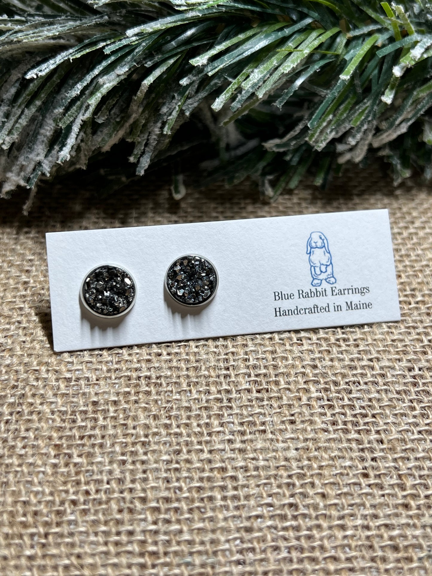 Gun Metal Druzy Studs 10mm