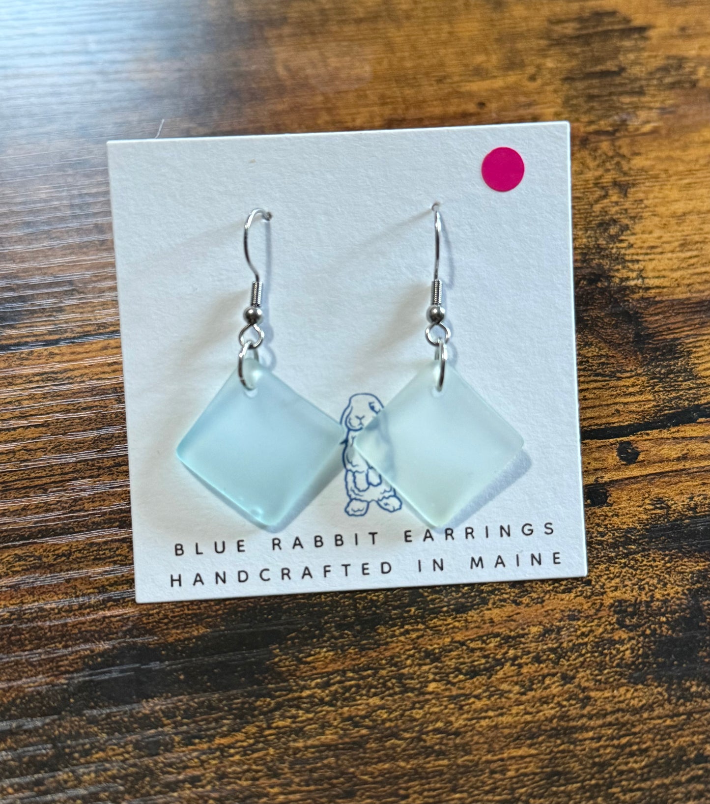 Aqua Diamond Sea glass Earrings