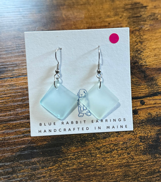 Aqua Diamond Sea glass Earrings
