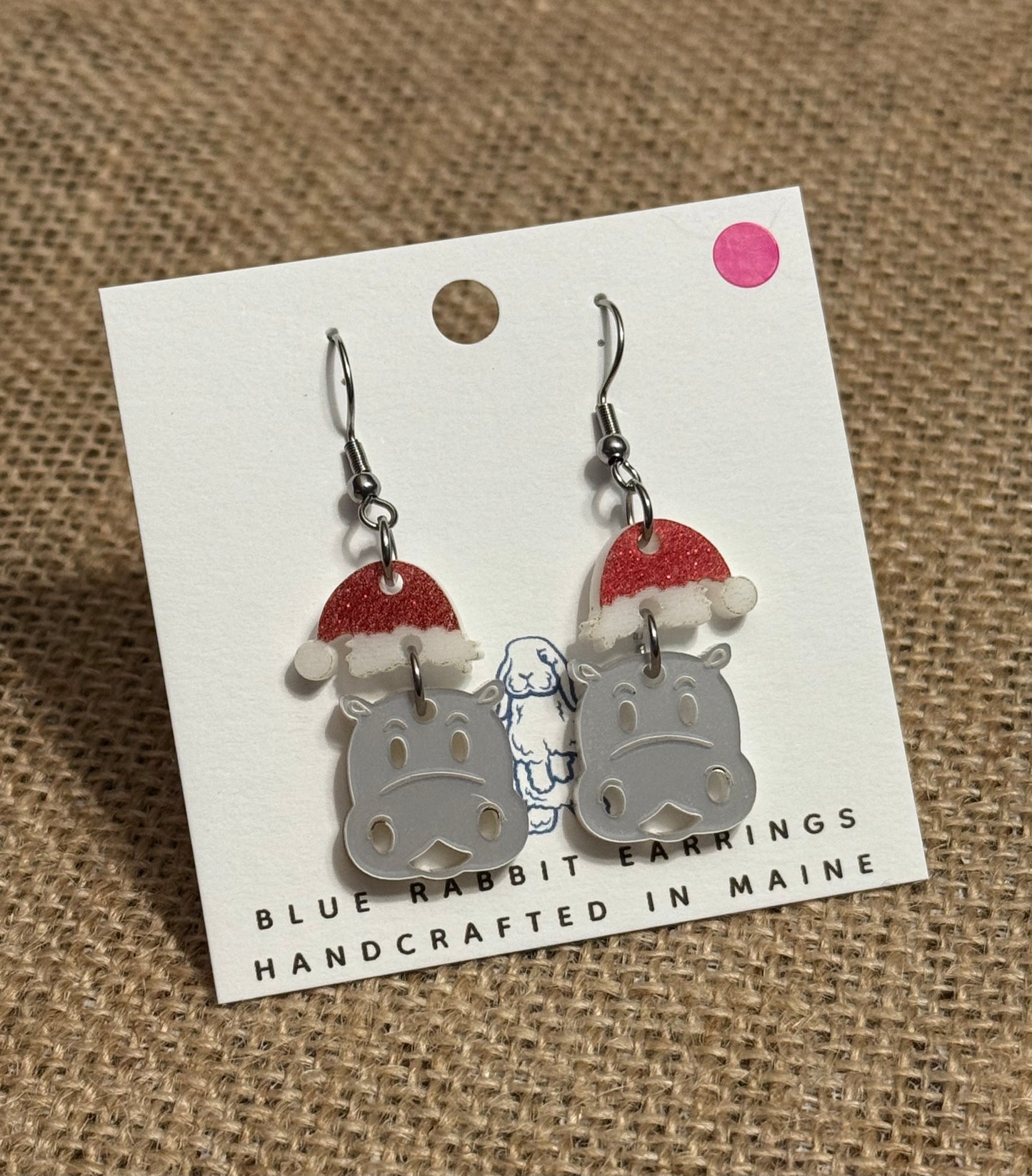 Acrylic Christmas Hippo Earrings