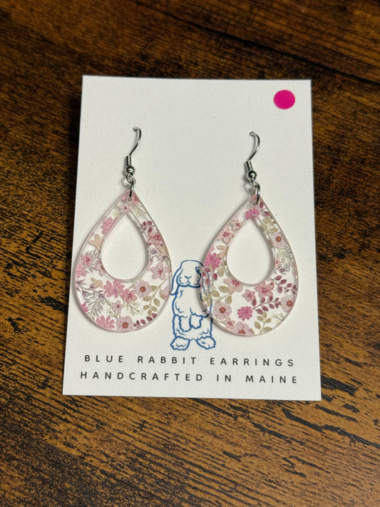 Acrylic Pink Floral Earrings