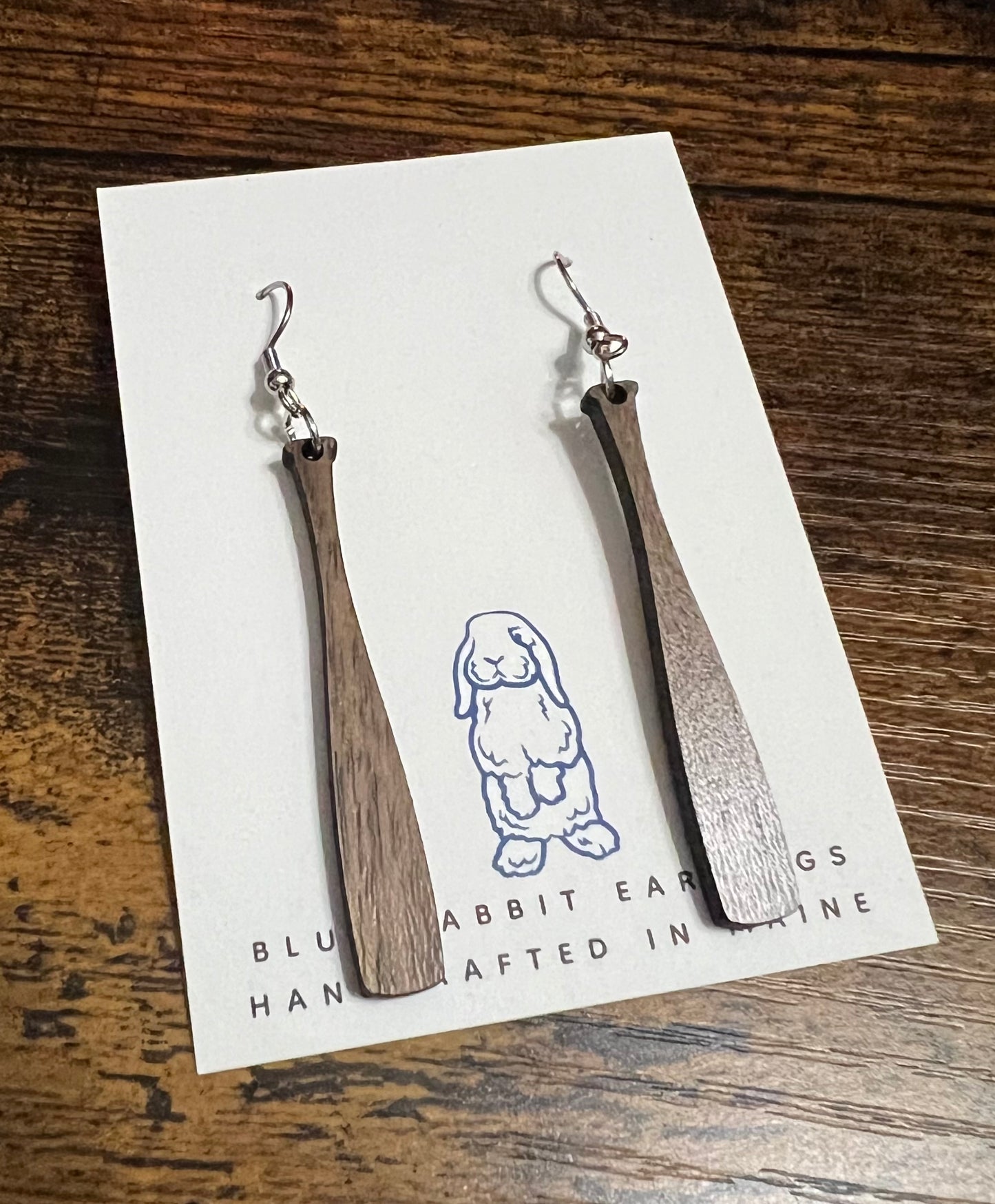 Walnut Baseball Bat Earrings