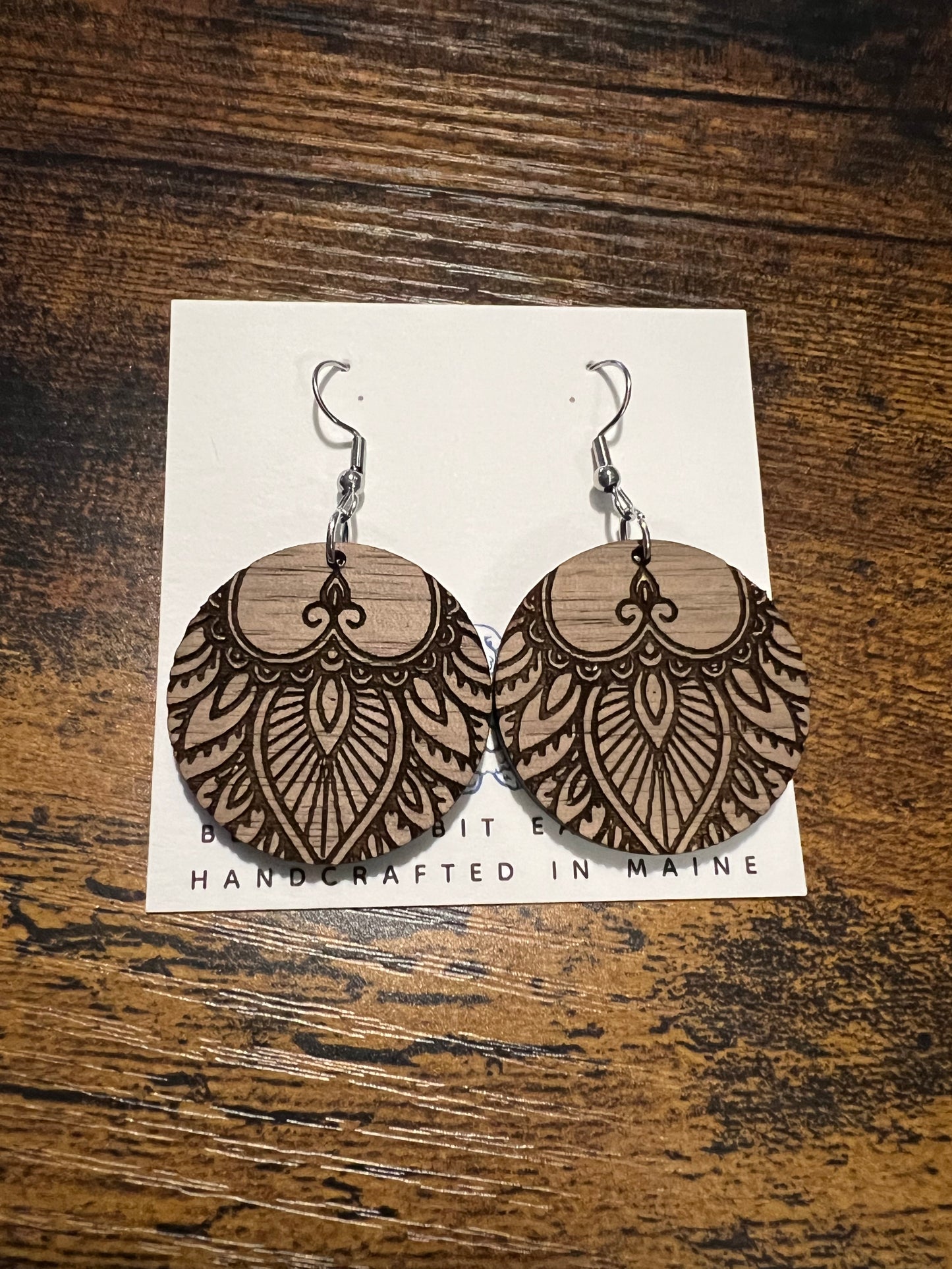 Walnut Mandala Earrings