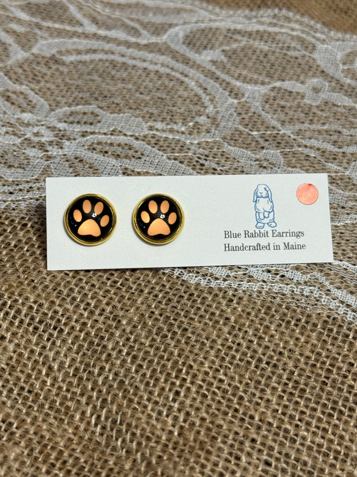 Paw Print Studs 12mm