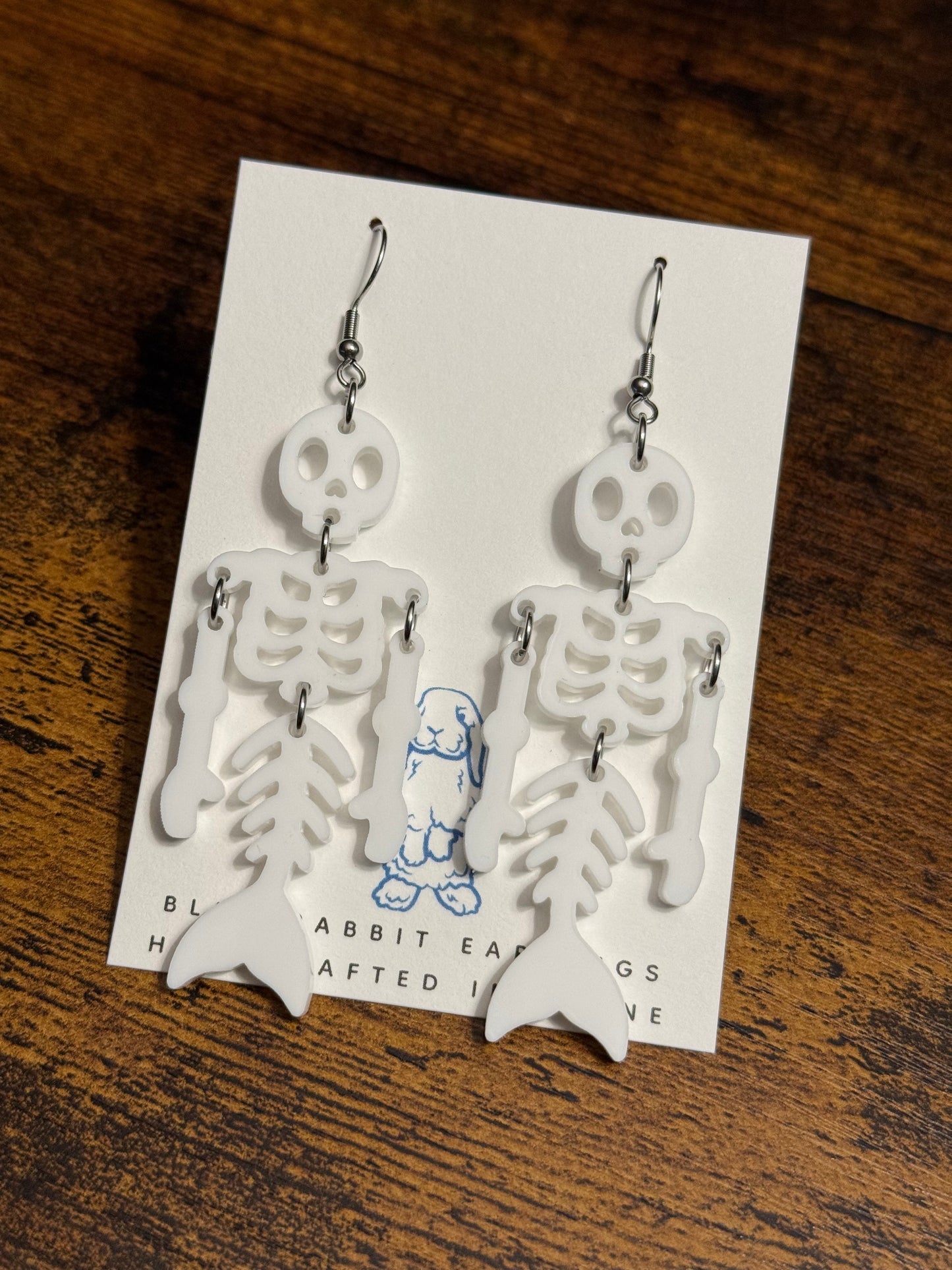 Acrylic Mermaid Skeleton Earrings