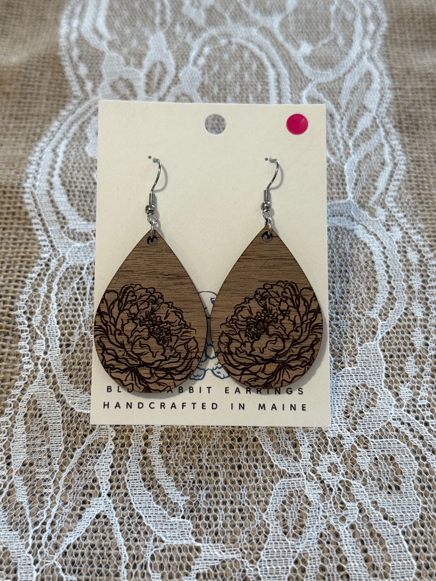 Walnut Peony Earrings