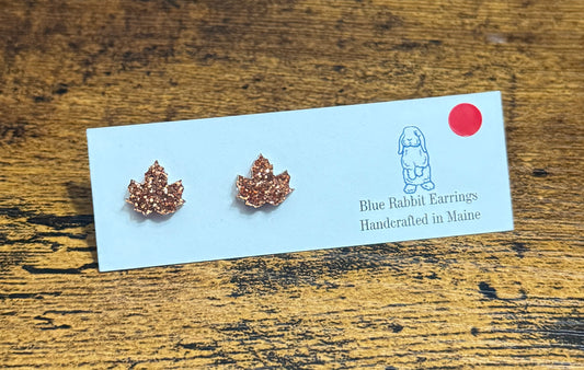 Acrylic Orange Leaf Studs