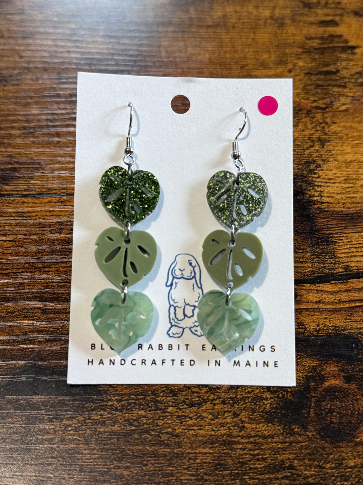 Acrylic Pothos Leaf Earrings