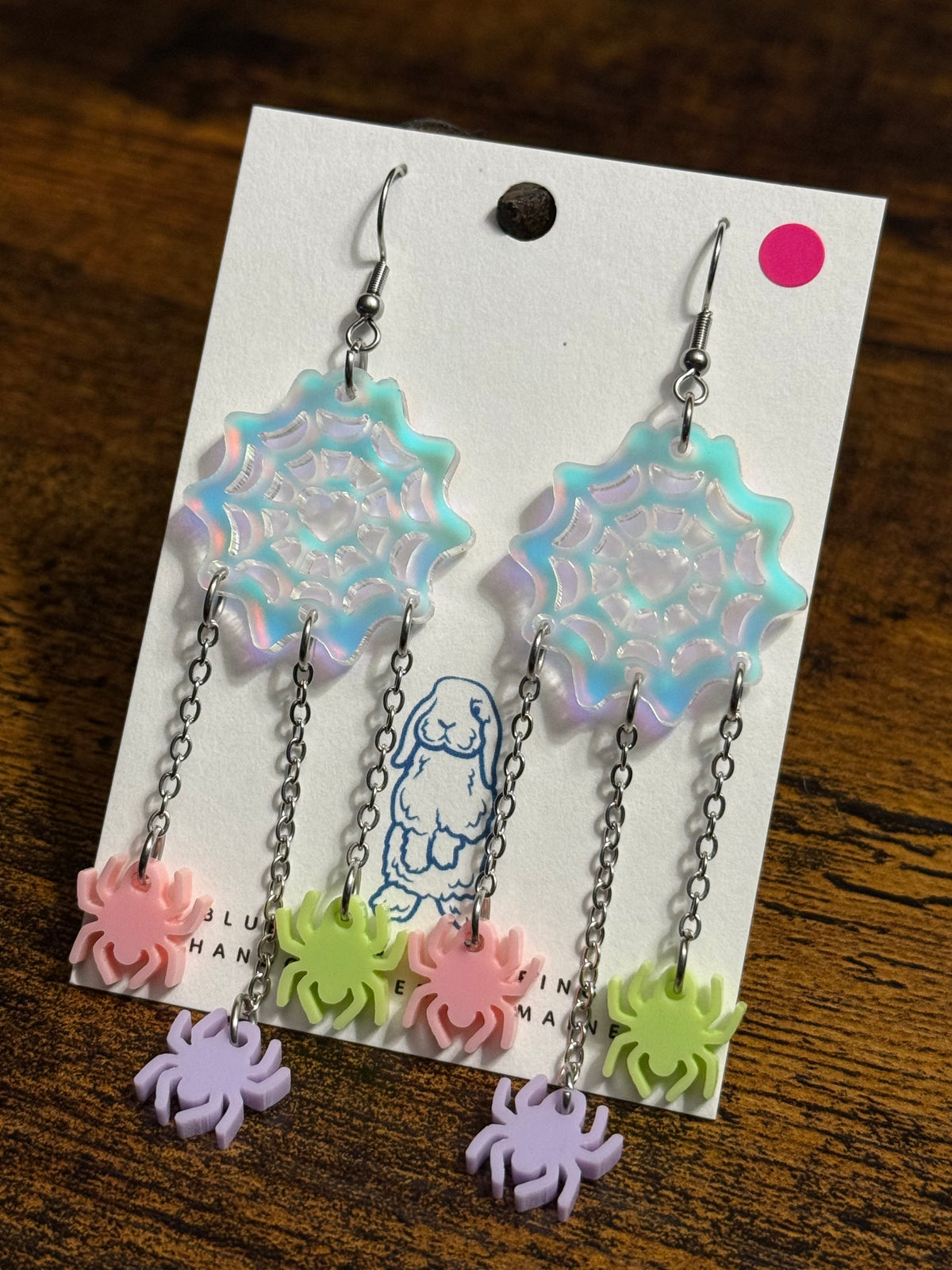 Acrylic Pastel Spider Web Earrings