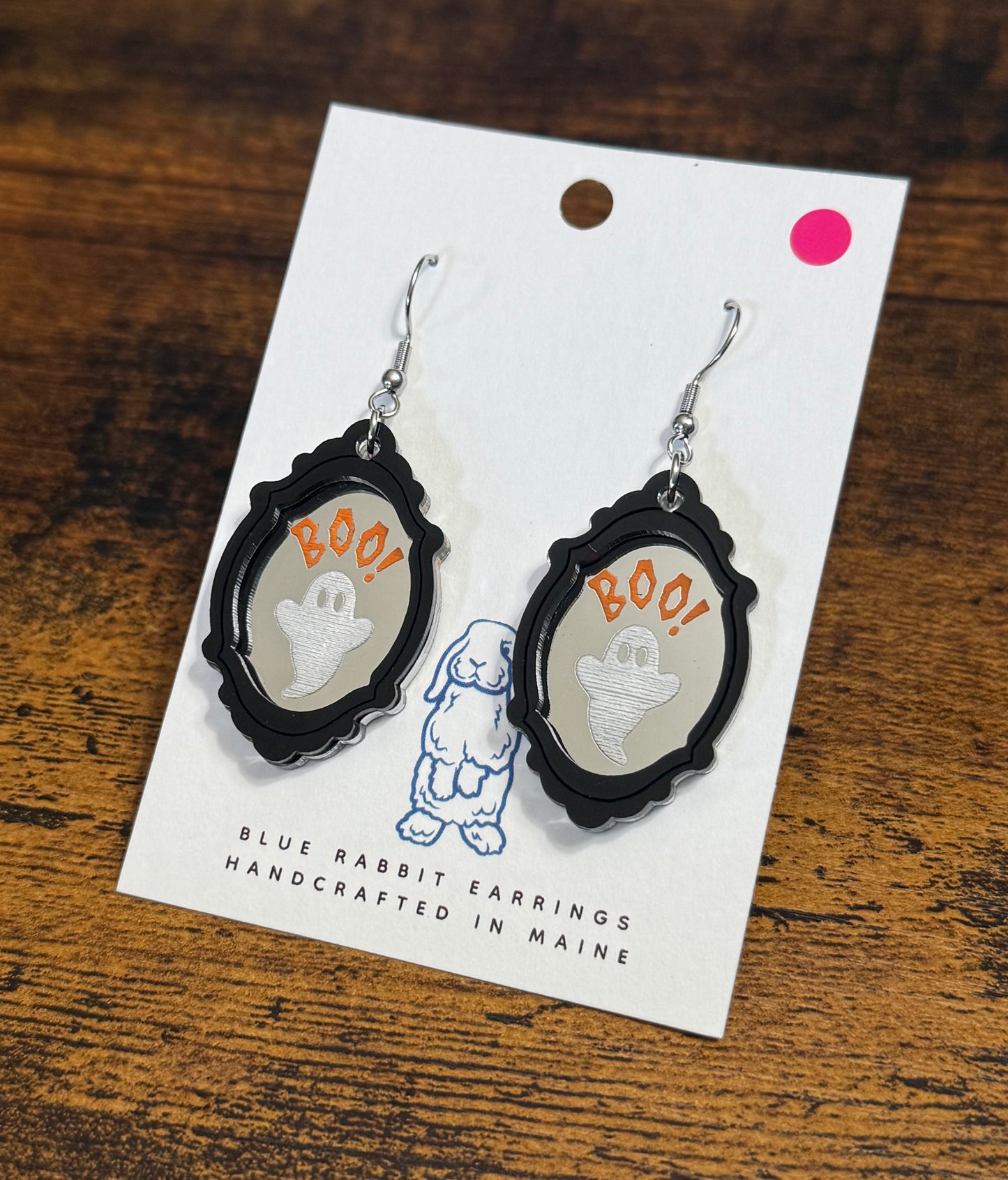 Acrylic Boo Mirror Earrings