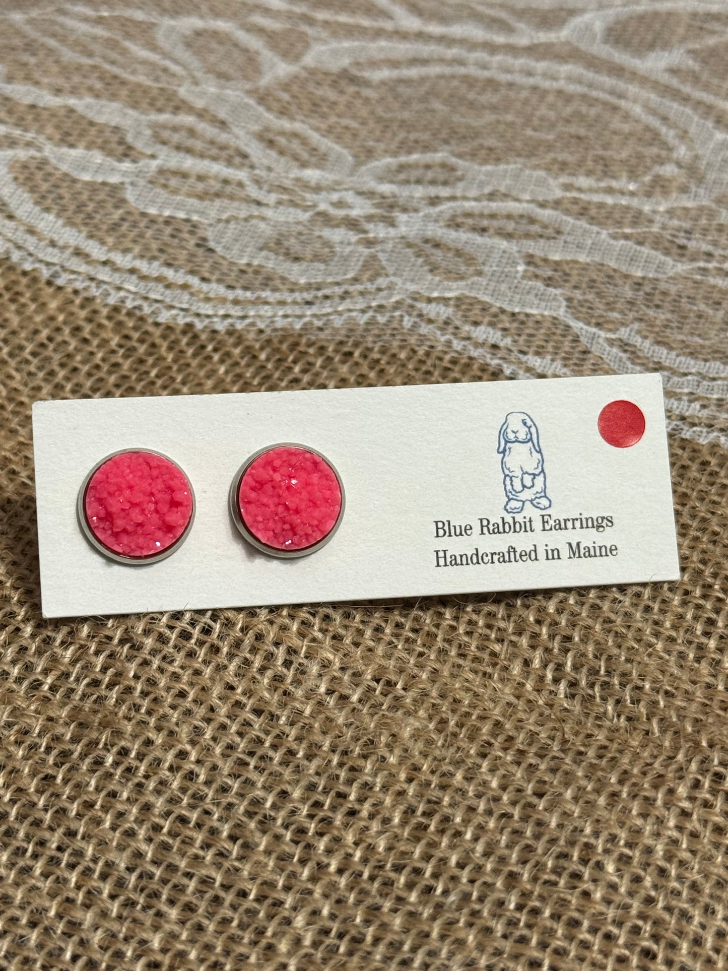 Neon Pink Druzy Studs 12mm