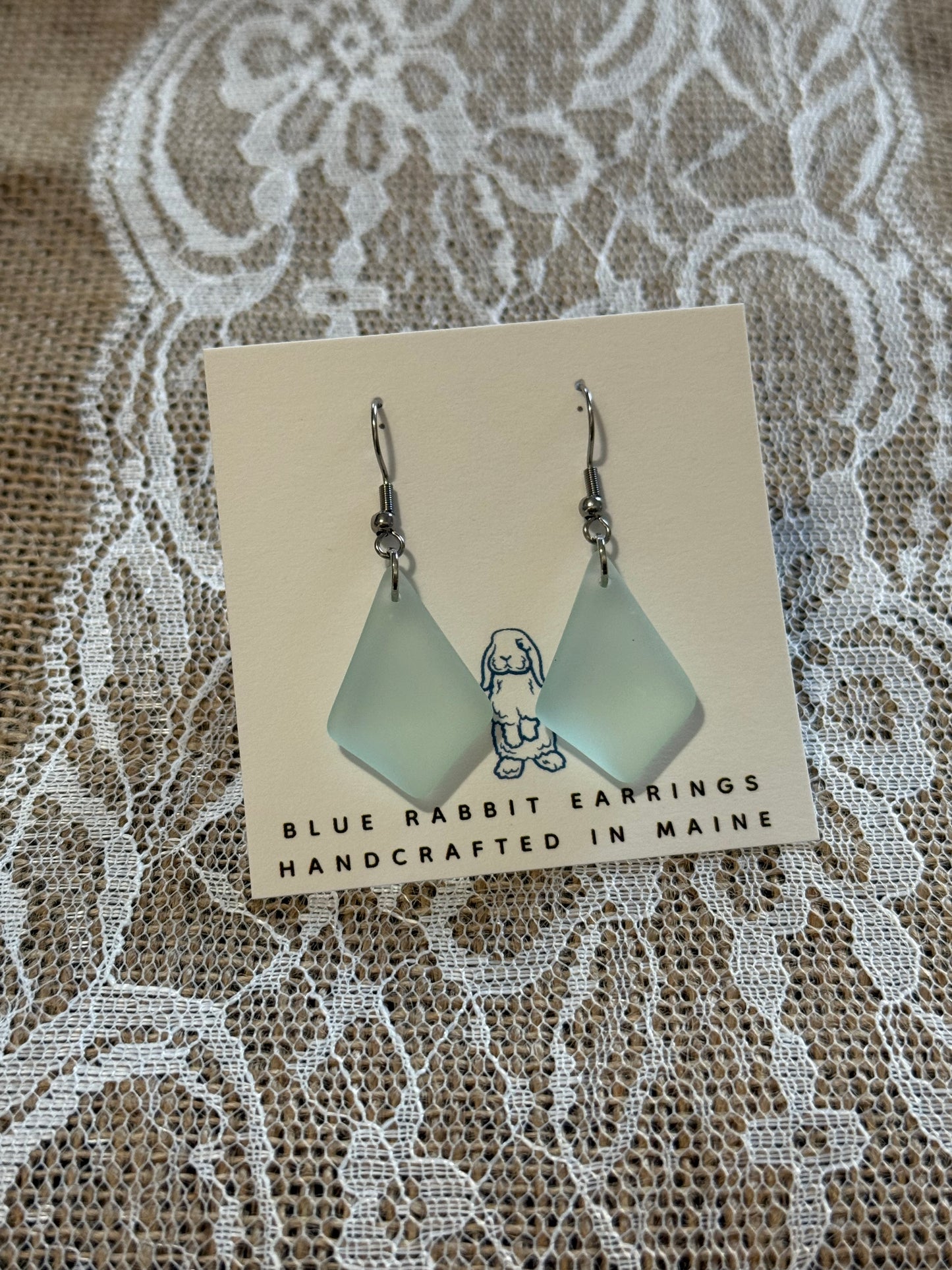 Sea Foam Diamond Sea Glass Earrings