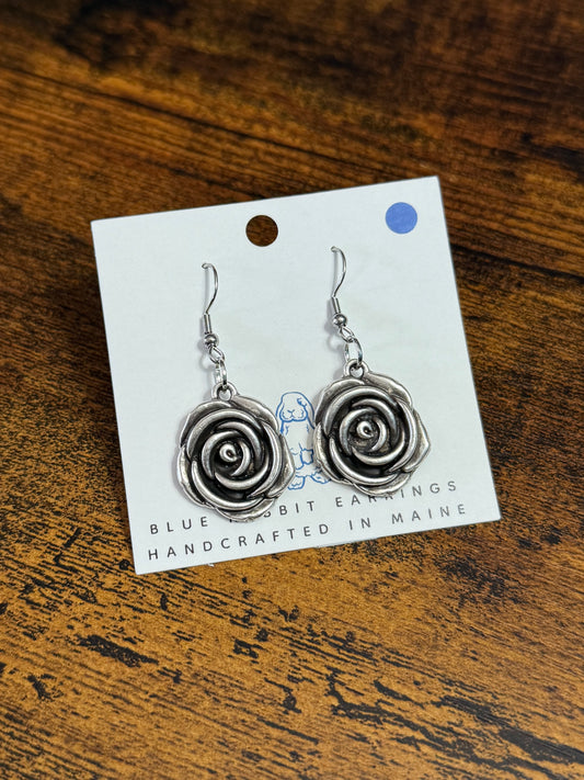 Antique Silver Rose Earrings