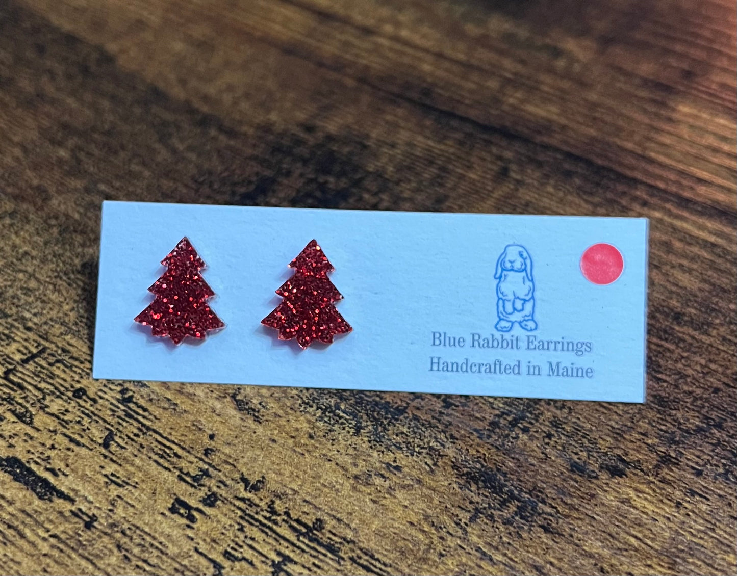 Acrylic Red Tree Studs