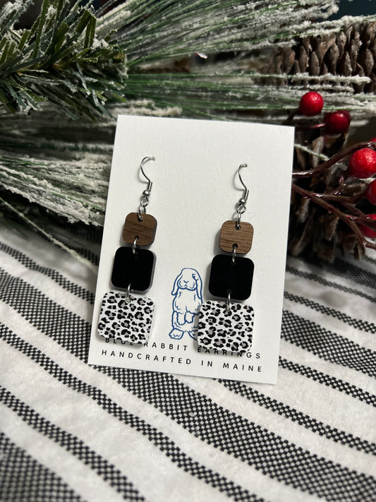 Acrylic Snow Leopard Earrings