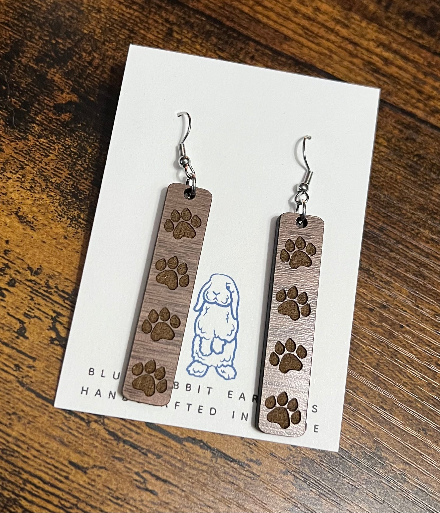 Walnut Paw Print Earrings