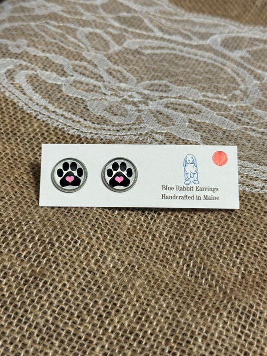 Paw Print Studs 12mm