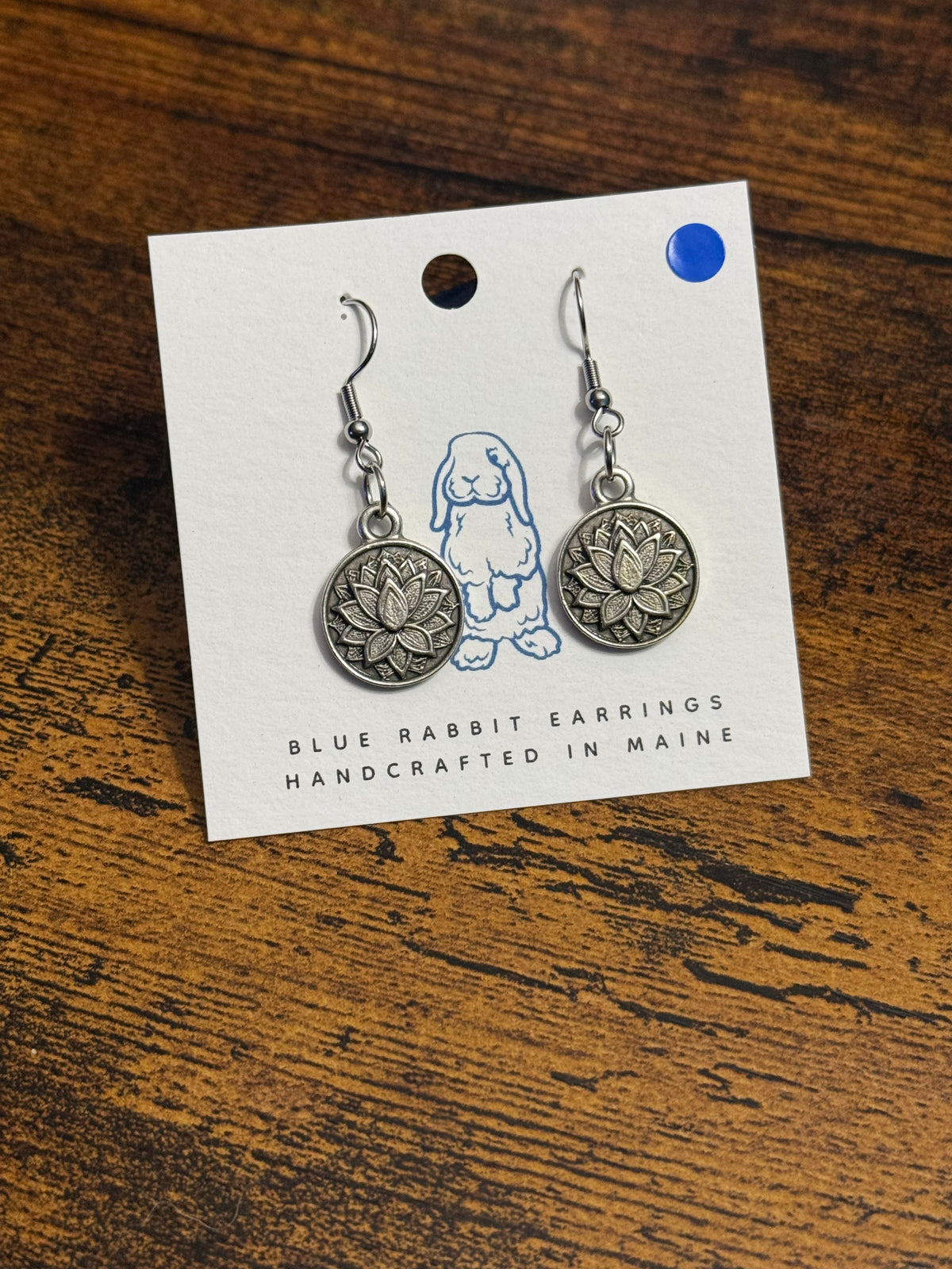 Antique Silver Lotus Flower Earrings