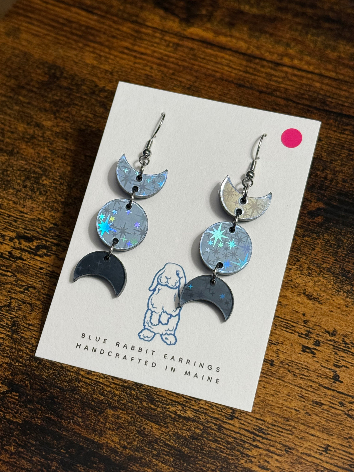 Acrylic Holographic Moon Phase Earrings