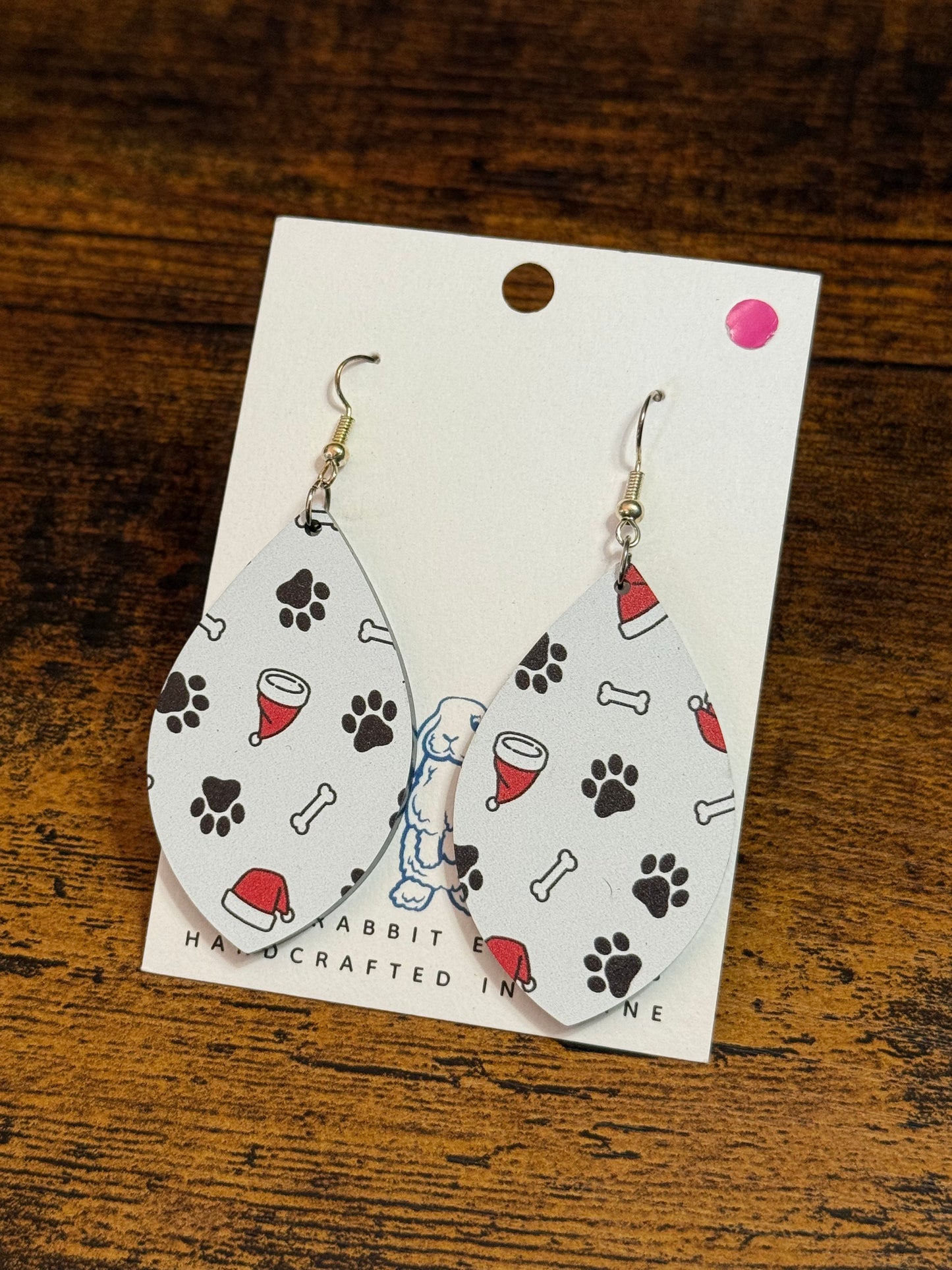 Acrylic Christmas Paw Earrings