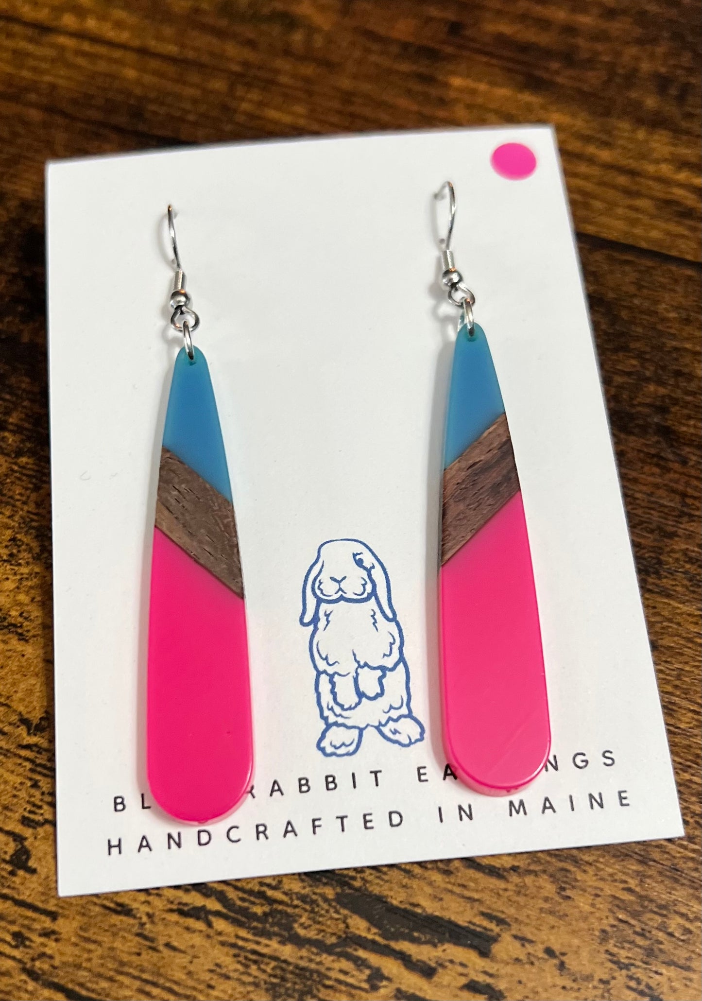 Acrylic Pink & Blue Teardrop Earrings