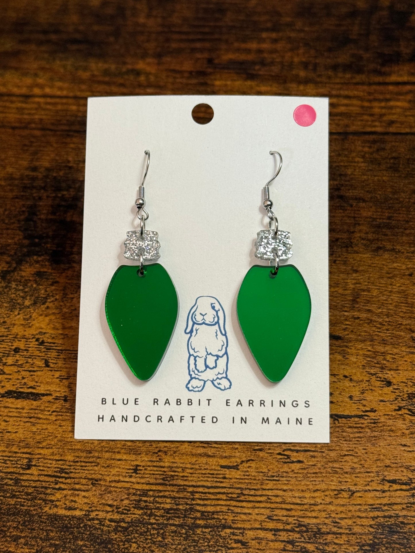 Mirrored Green Acrylic Light Earrings