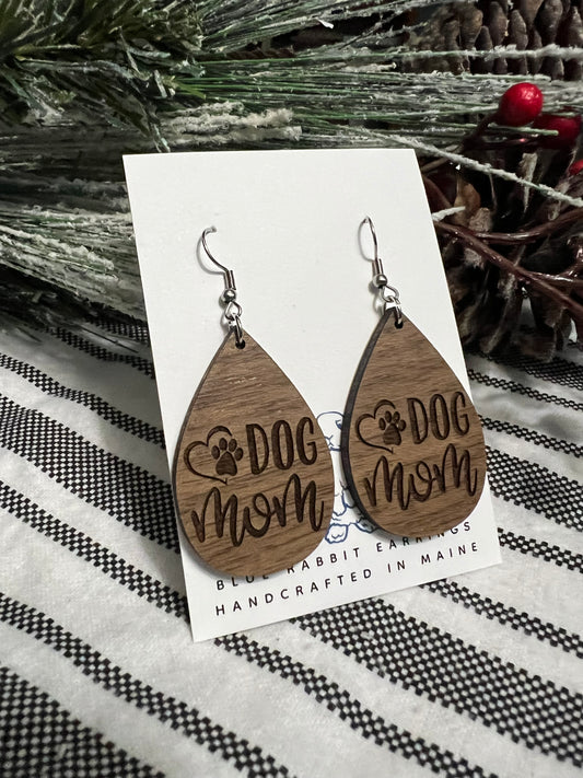 Walnut Dog Mom Earrings