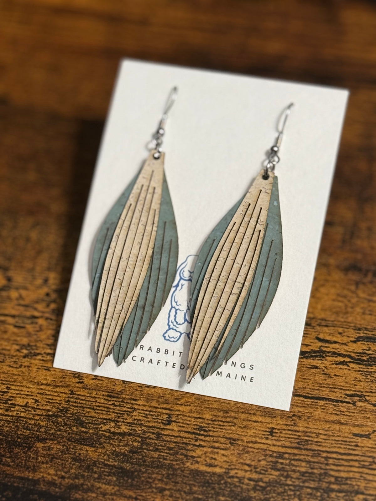 Sage & Cream Cork Fringe Earrings