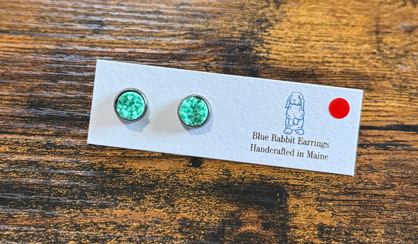 Mint Druzy Studs 8mm