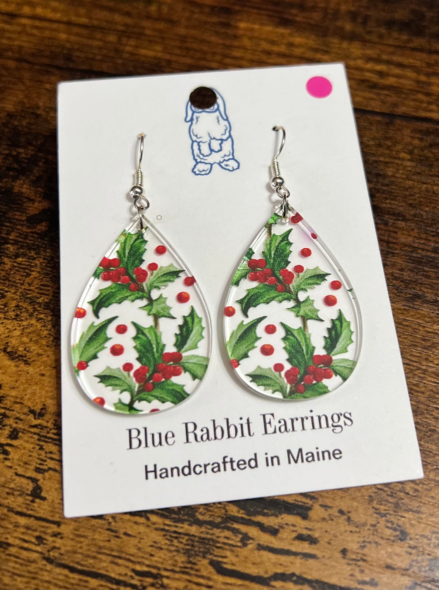 Acrylic Holly Earrings