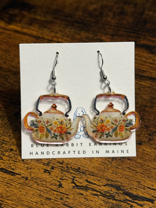 Acrylic Vintage Teapot Earrings
