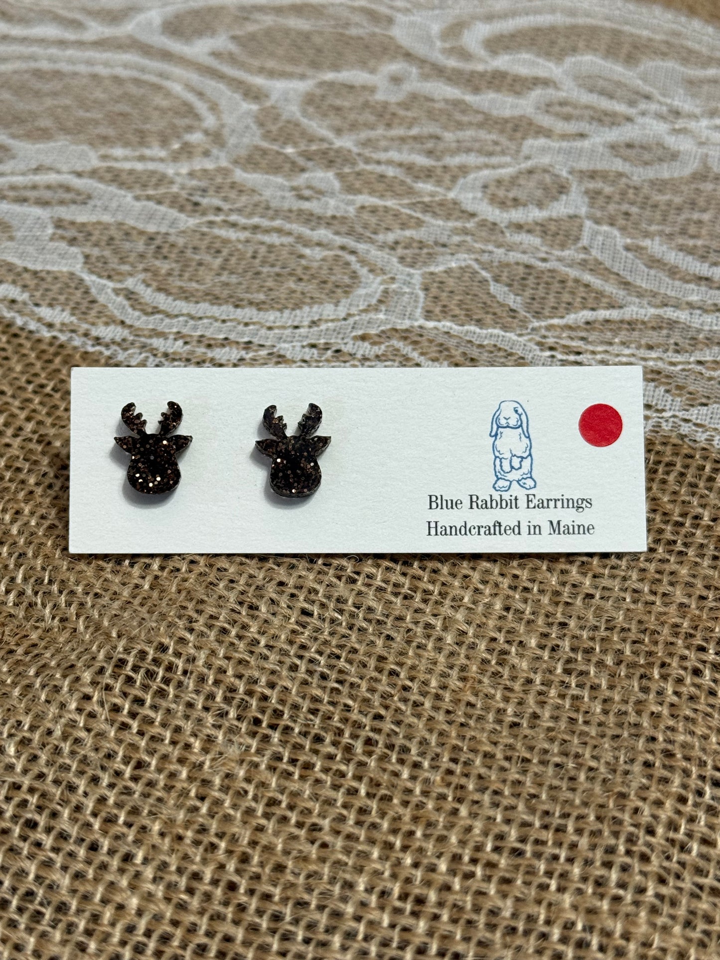 Glitter Reindeer Studs