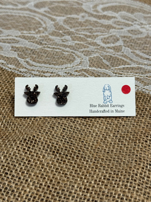 Glitter Reindeer Studs