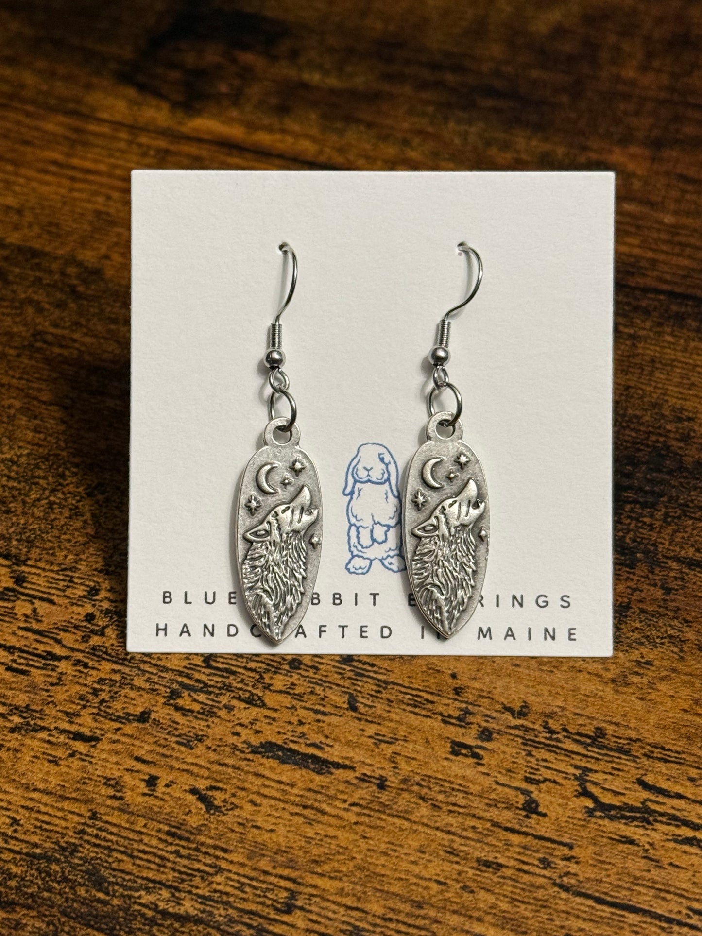 Antique Silver Wolf Earrings