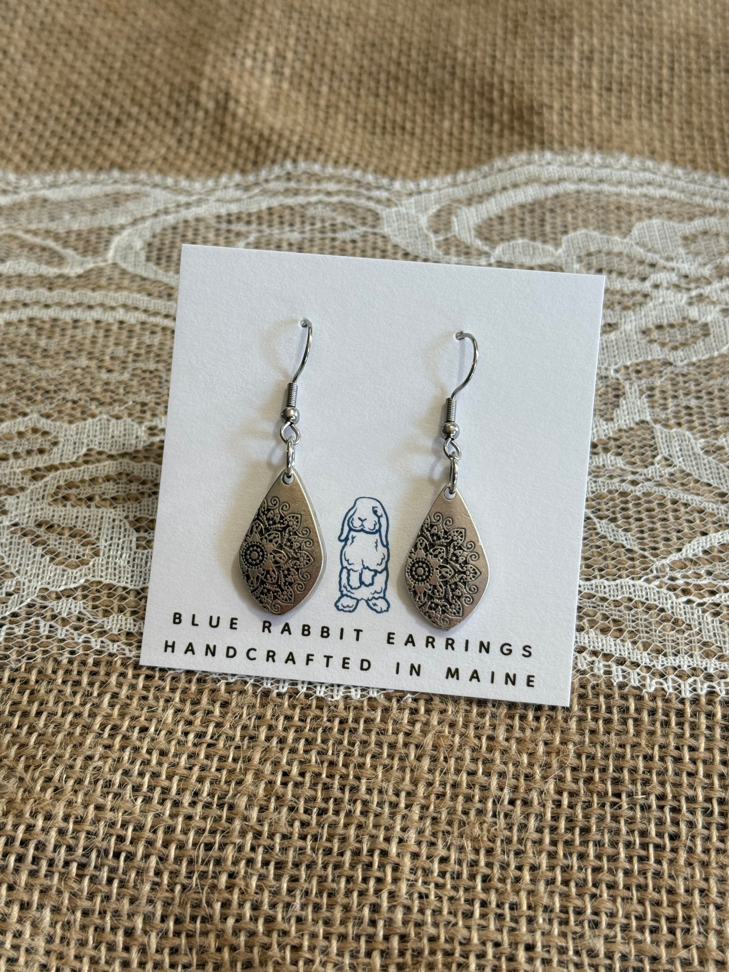 Antique Silver Petite Mandala Earrings