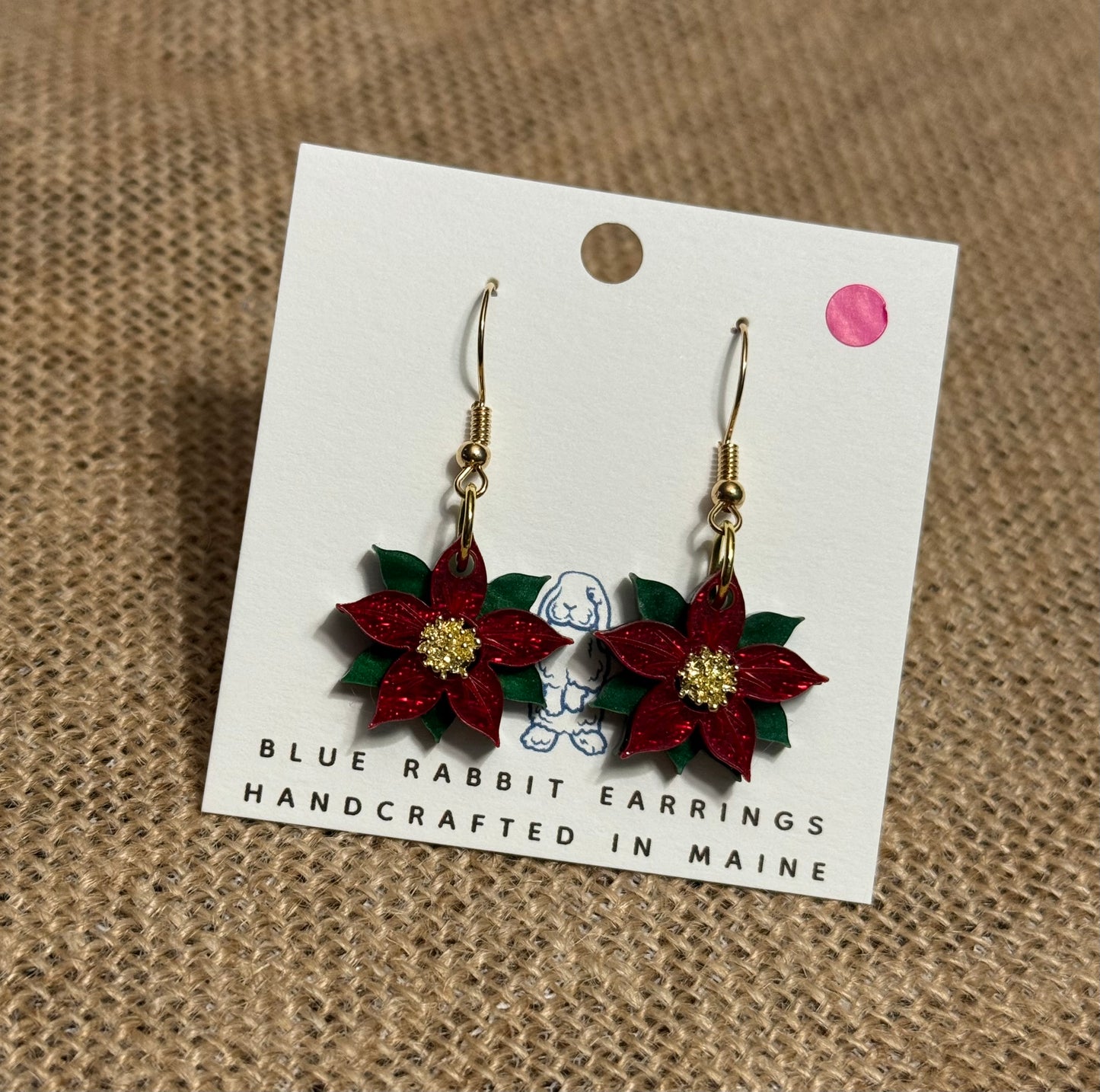 Acrylic Poinsettia Earrings-Gold