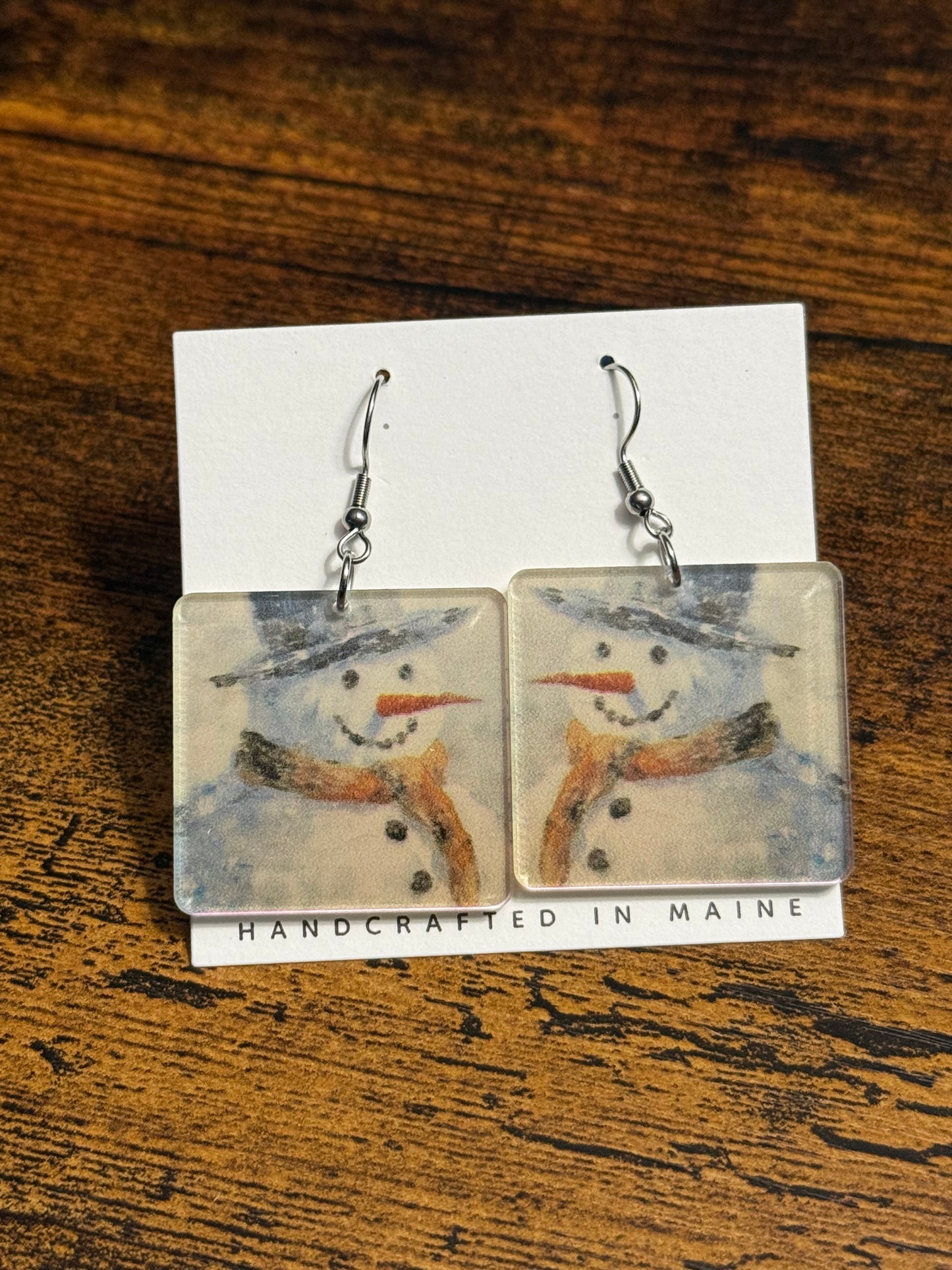 Acrylic Snowman Earrings