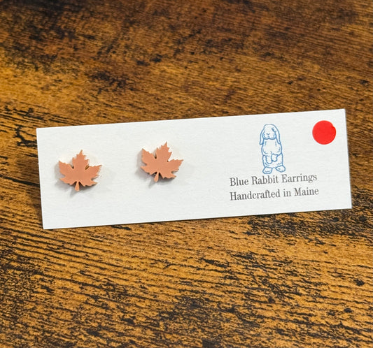 Acrylic Orange Leaf Studs