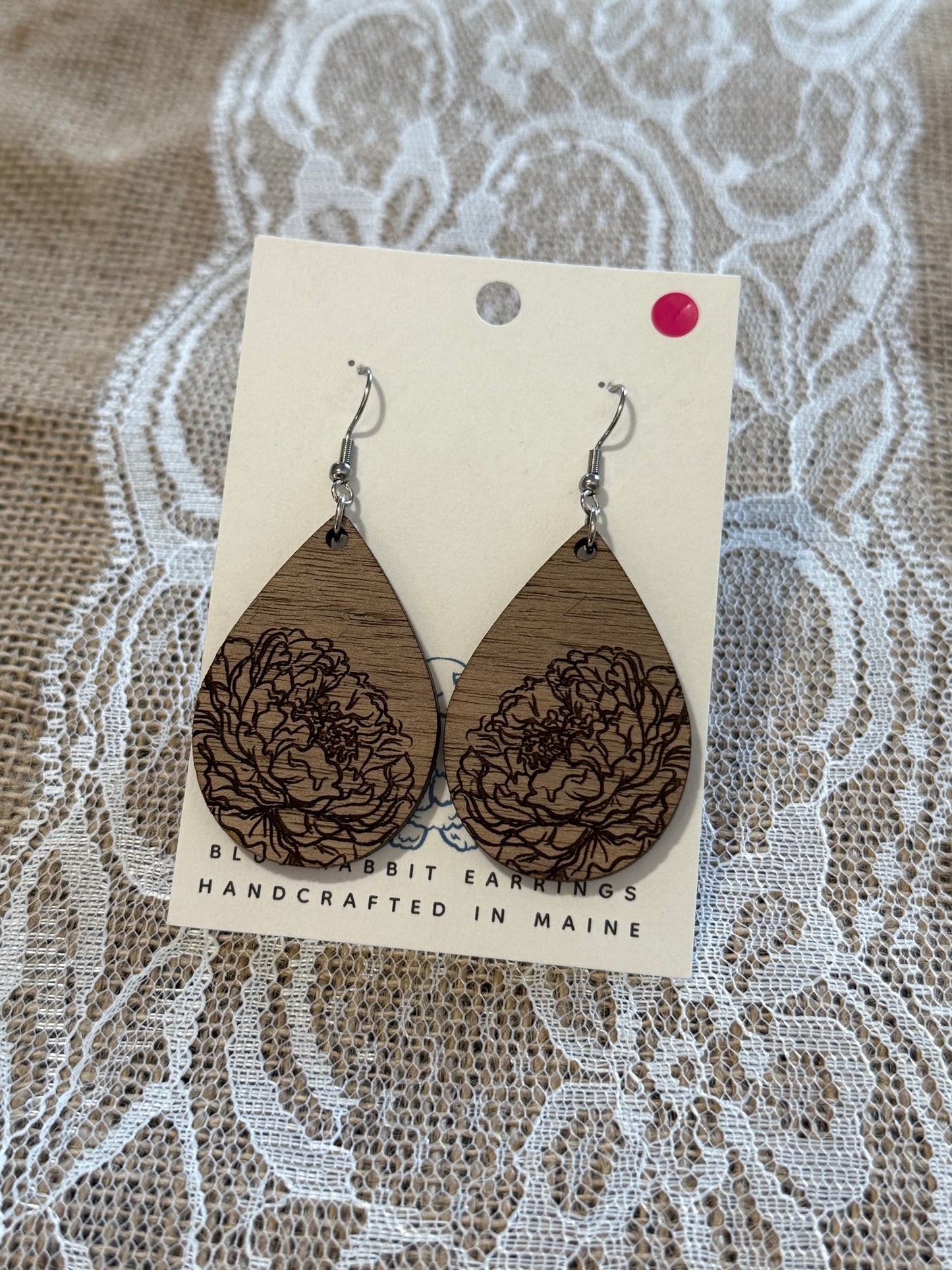 Walnut Peony Earrings