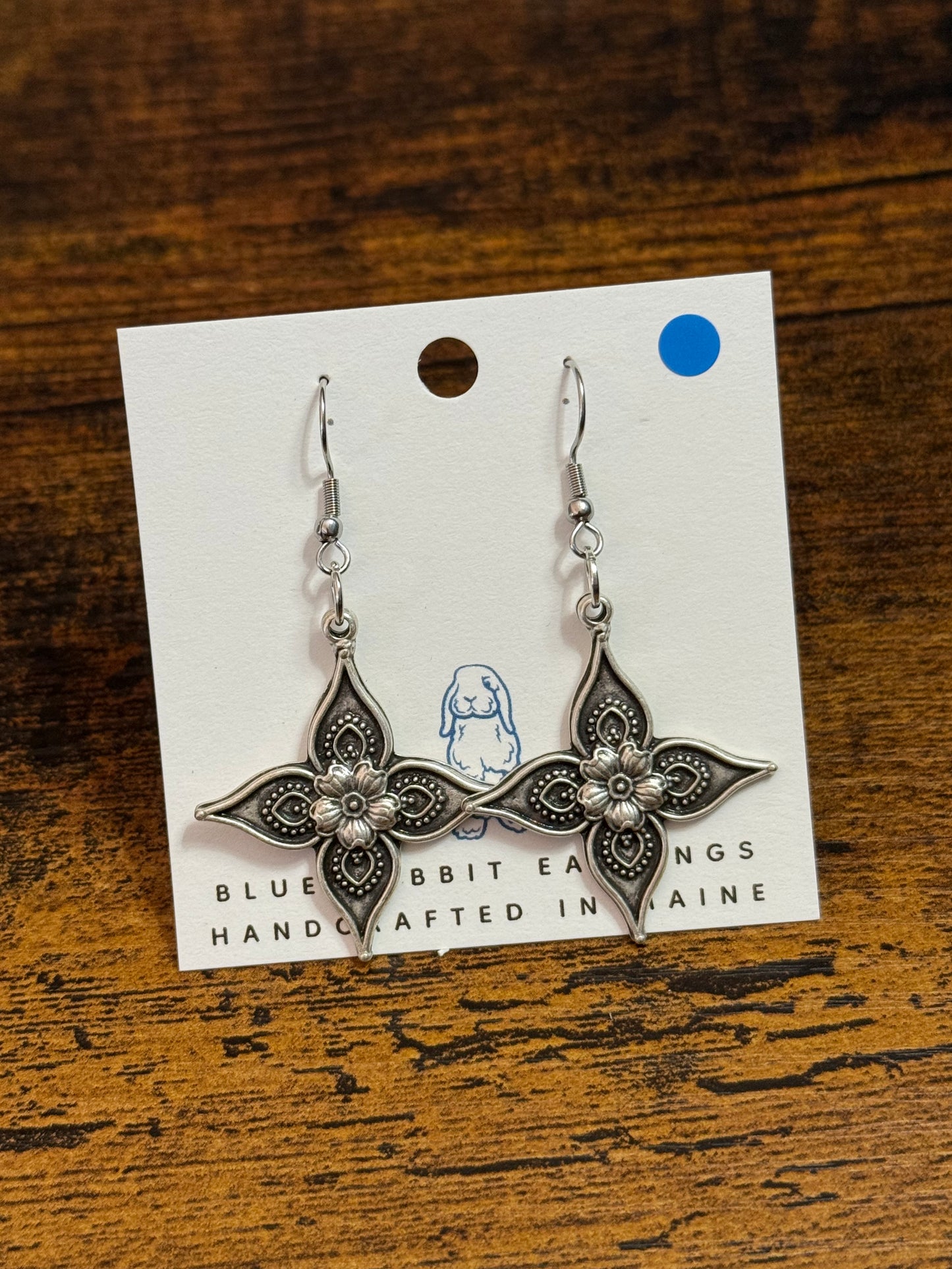 Antique Silver Flower Earrings