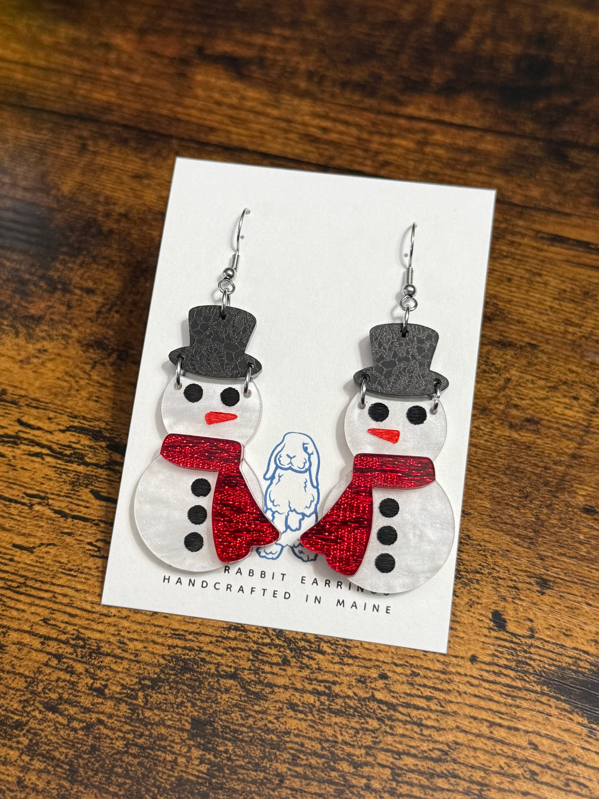 Acrylic Snowman Earrings