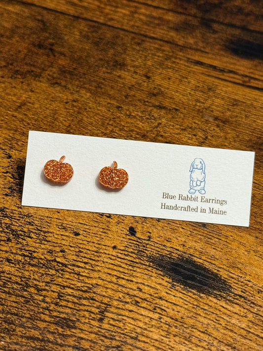 Acrylic Orange Glitter Pumpkin Studs