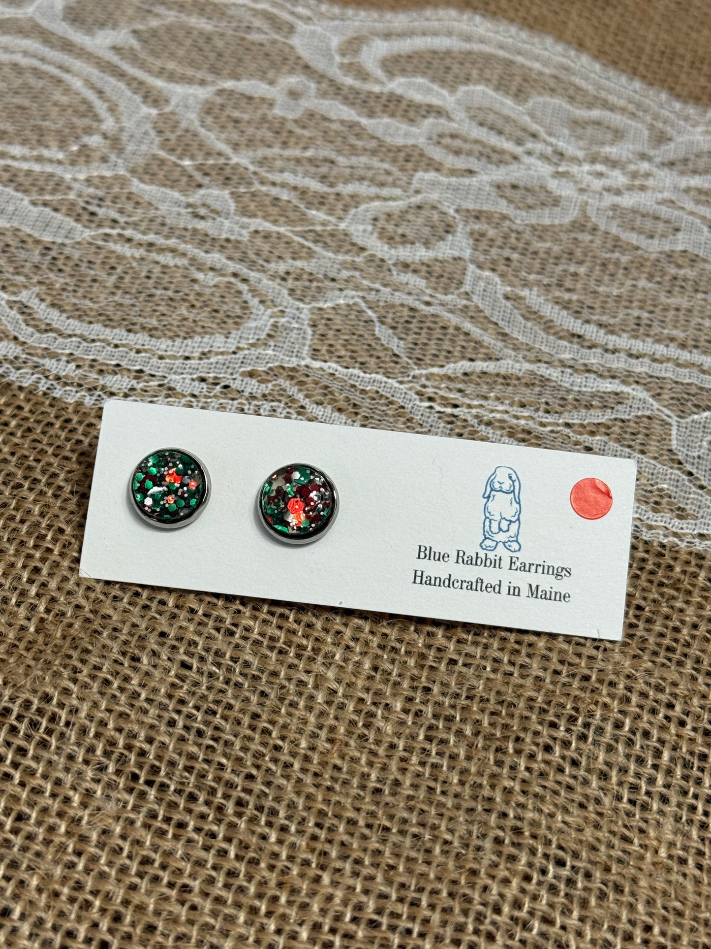 10mm Christmas Glitter Studs