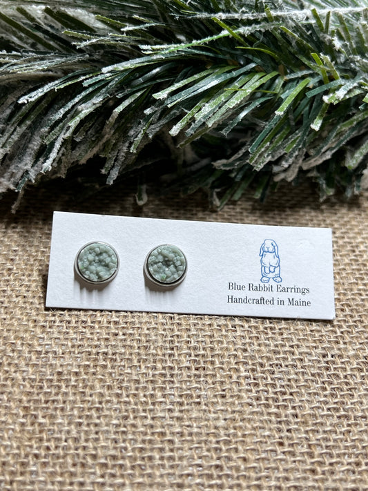 Sage Druzy Studs 10mm