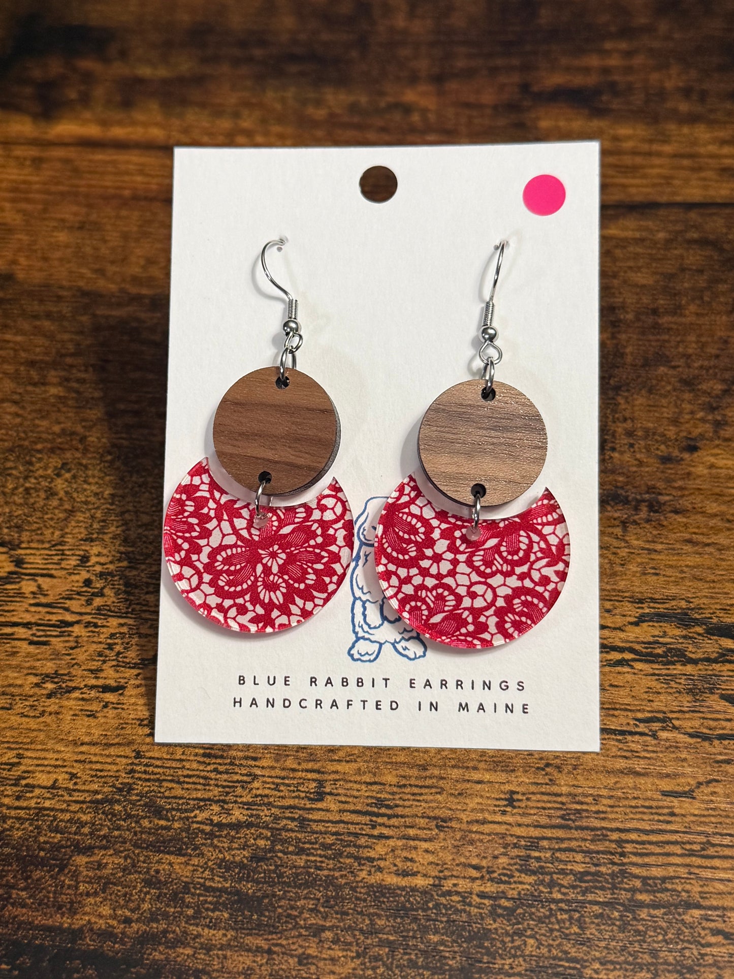 Acrylic Red Lace Earrings