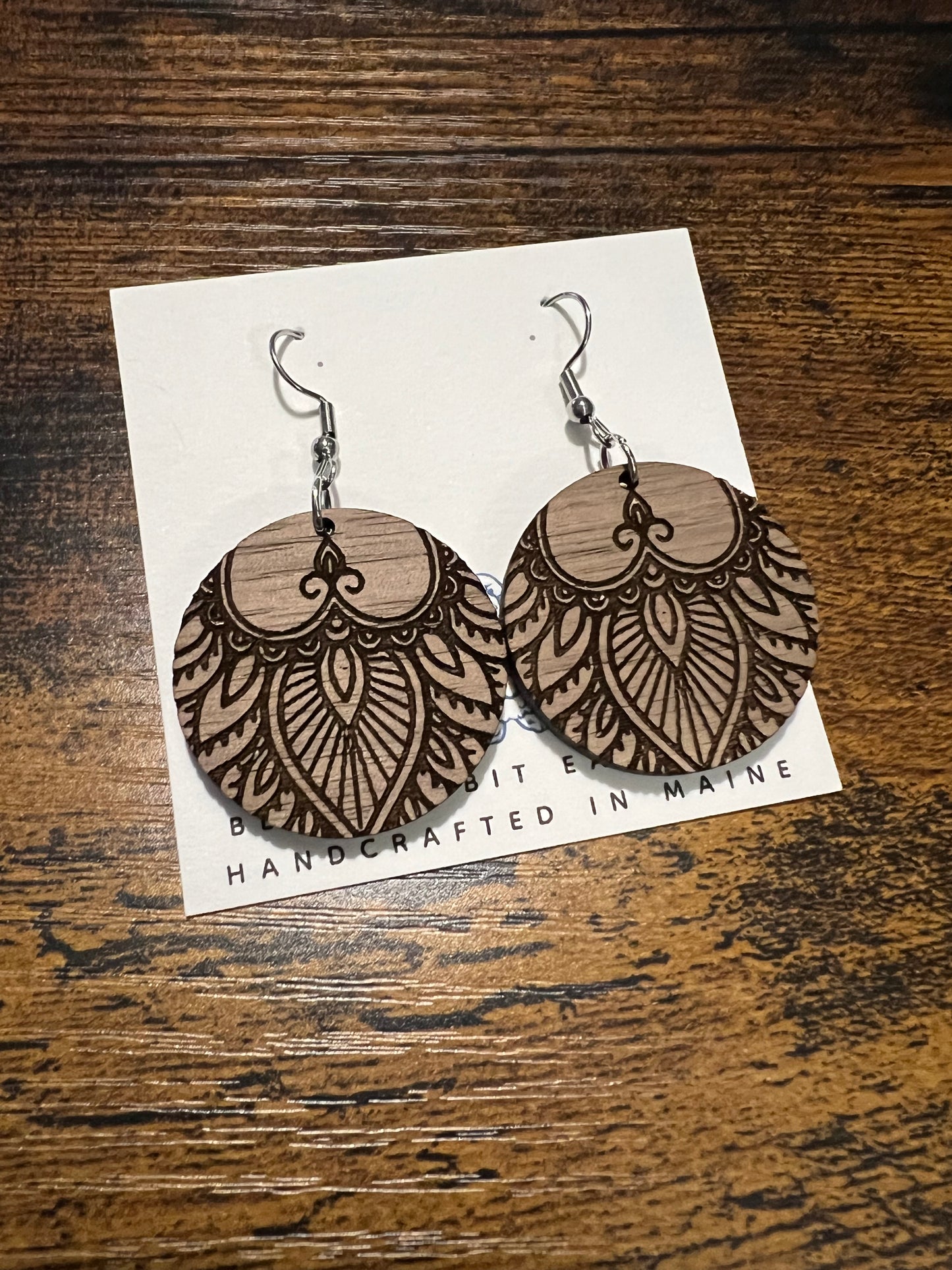 Walnut Mandala Earrings