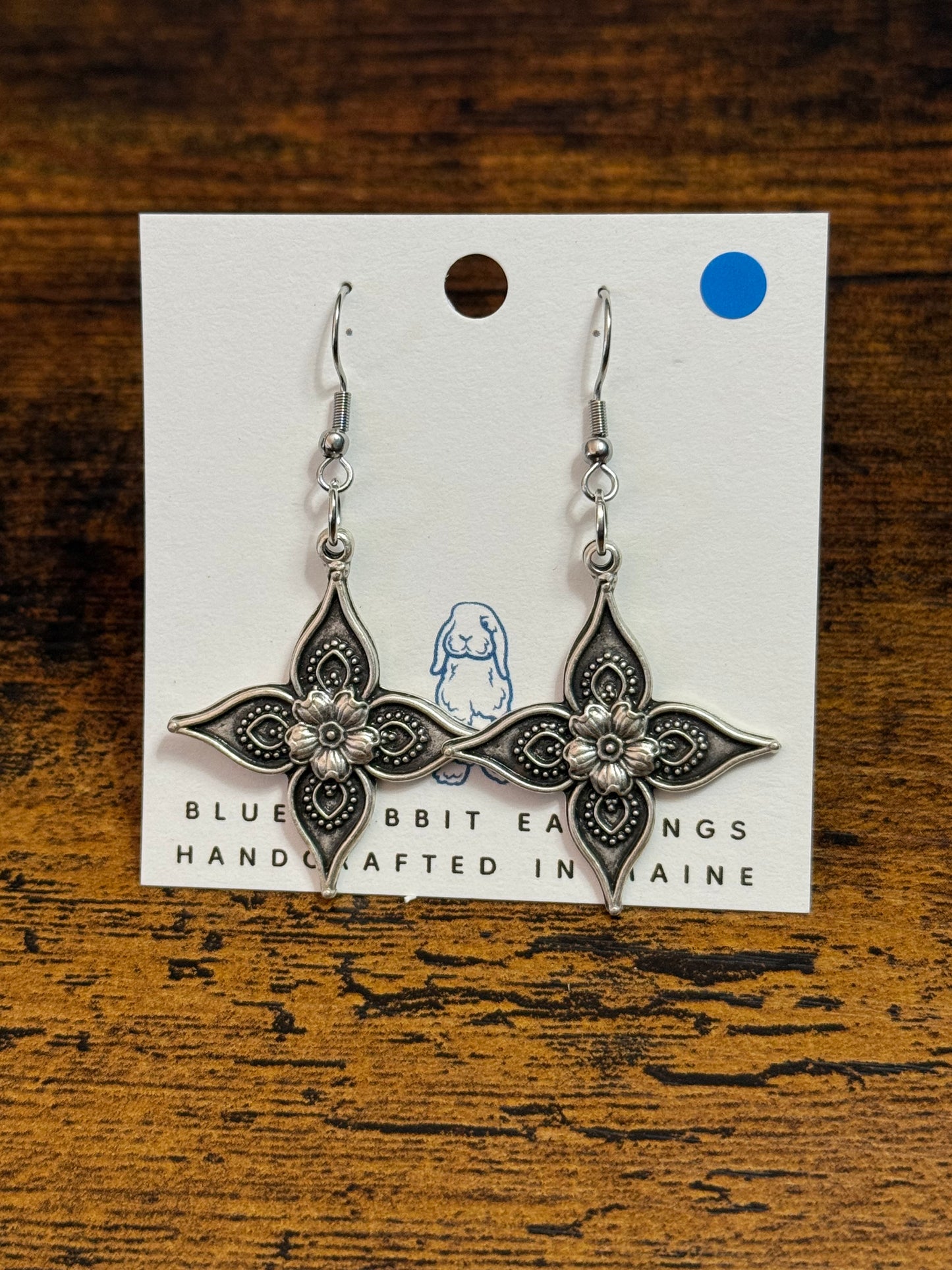 Antique Silver Flower Earrings